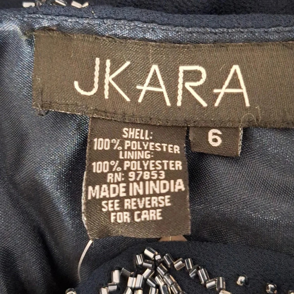 J Kara "NEW" Blue Short Flutter Sleeve Romantic Beaded Long Maxi Dress Size 6 - Picture 11 of 12